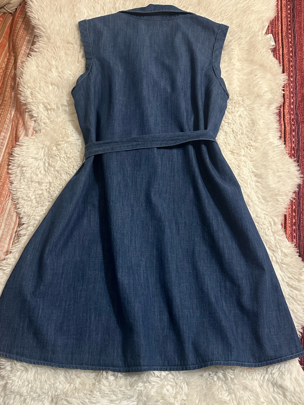 Universal Thread Chambray Denim Shirt Dress Belted Sleeveless M - Picture 11 of 15